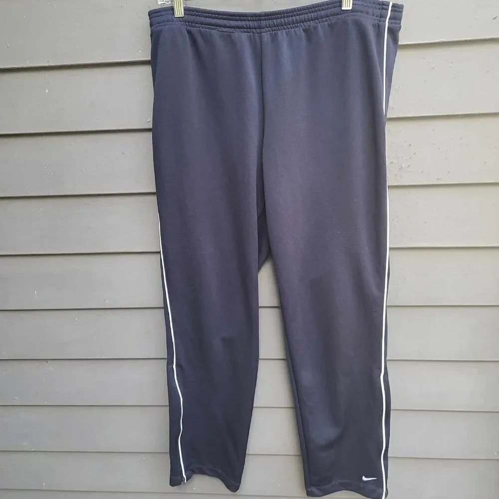 Nike Navy with White Stripe Drawstring Workout Pants size Large